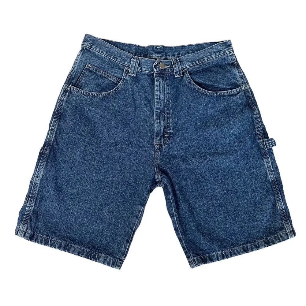 Wrangler Carpenter Wide Leg Medium Wash Skater Relaxed Big Pocket Jean Shorts